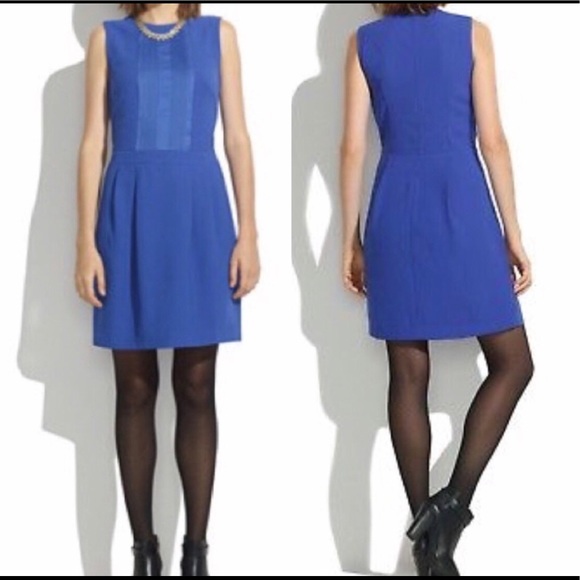 Madewell Royal Blue Pleat Front Sheath Dress - Picture 1 of 5